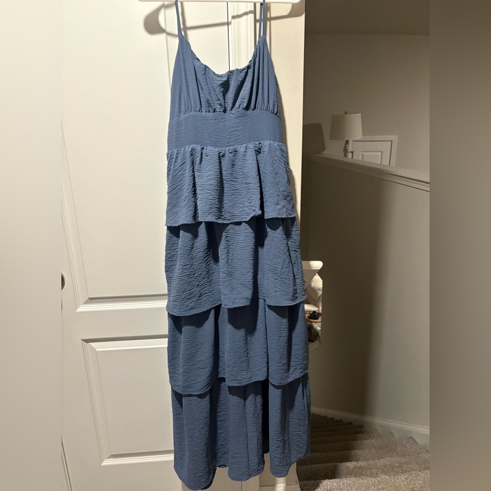 Tiered Slate Blue Maxi Dress